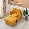 Corduroy Sofa Chair with Ottoman,Single Seat Sofa Chair for Small Spaces,Retro Corduroy Sofa Chair for Living Room or Bedroom-Coolbibila - 3 of 4