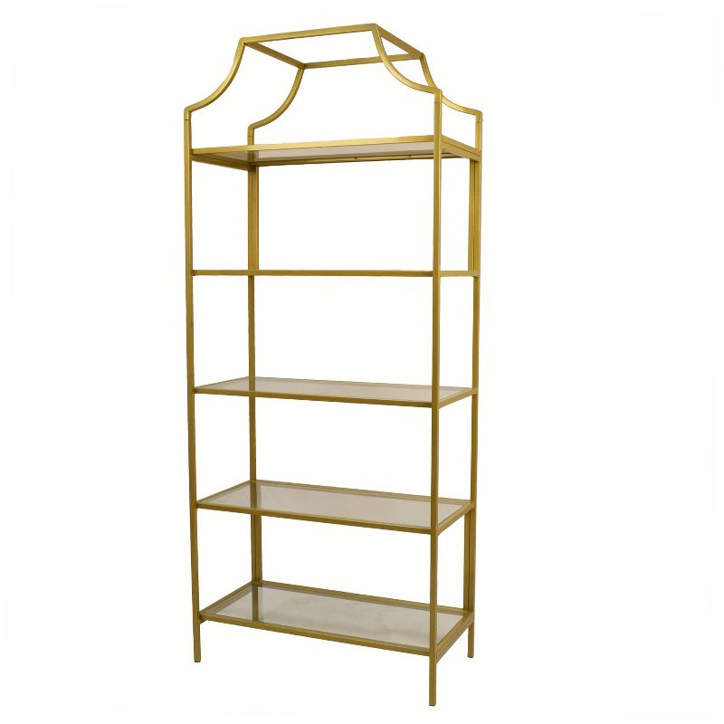 70.625&#34; Palmer 5 Tier Glass Shelf Bookcase Gold - Carolina Chair &#38; Table, 4 of 6