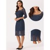 Allegra K Women's Lace 3/4 Sleeve Square Neck Knee Length Sheath Dress - 2 of 4