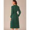INSPIRE CHIC Women's A-Line Flowy Long Sleeve Tie V Neck Pleated Midi Dress - 3 of 4