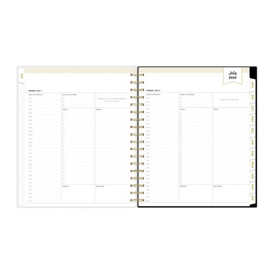 Day Designer 2024-25 Daily/Monthly Planner 10&#34;x8&#34; Wirebound Frosted Rugby Stripe Black_14