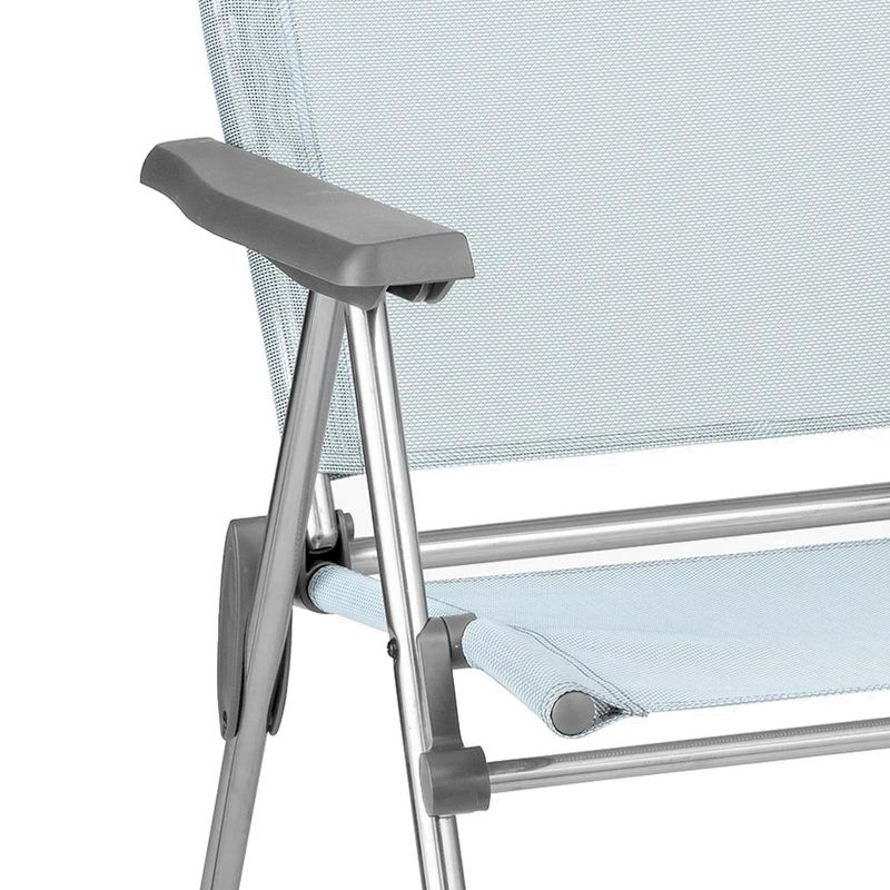 Lafuma Alu Cham Adjustable Lightweight Ergonomic Rust-Free Outdoor Folding Patio Armchair w/5 Seating Positions & Batyline Ventilated Fabric, Sky Blue, 4 of 7