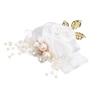 Unique Bargains Decorative Wedding Prom Party Artificial Rose Wrist Corsages 2.76" - 1 of 3