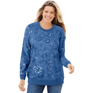 Woman Within Printed Sweatshirt - 1 of 4