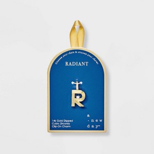 14K Gold Dipped Cubic Zirconia Ribbed Letter Charm - A New Day™ Gold - 1 of 2
