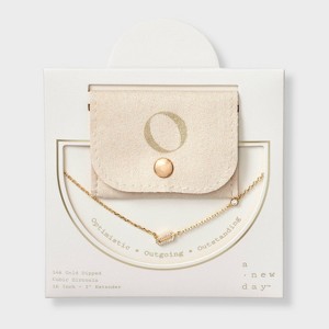 14K Gold Dipped Cubic Zirconia Initial Necklace - A New Day™ - 1 of 4