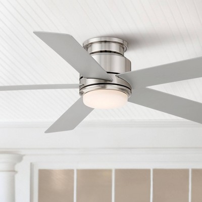 52" Silver Engineered Wood Low Profile Ceiling Fan with LED Light