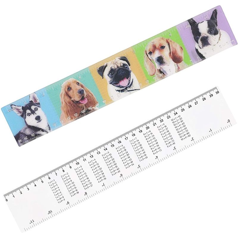 12-Pack Dog 3D Plastic Rulers for Kids Students Reward, 3 Assorted Designs, 3 of 6