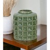 HomeRoots 7" Green Terracotta Geometric Cylinder Table Vase - 2 of 4