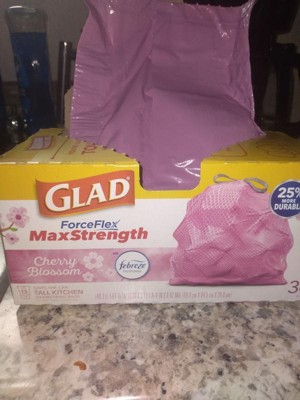 Glad Forceflex Maxstrength Tall Kitchen Drawstring Pink Trash Bags