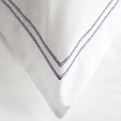 Ella Jayne White and Stone Cotton King Duvet Set with Satin Stitching