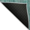 Teal Blue Aqua And Gray Striped Washable Indoor Outdoor Area Rug - 4 of 4