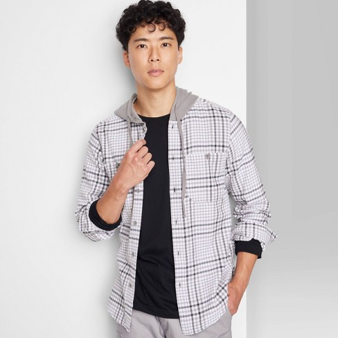 Hooded check shirt online mens