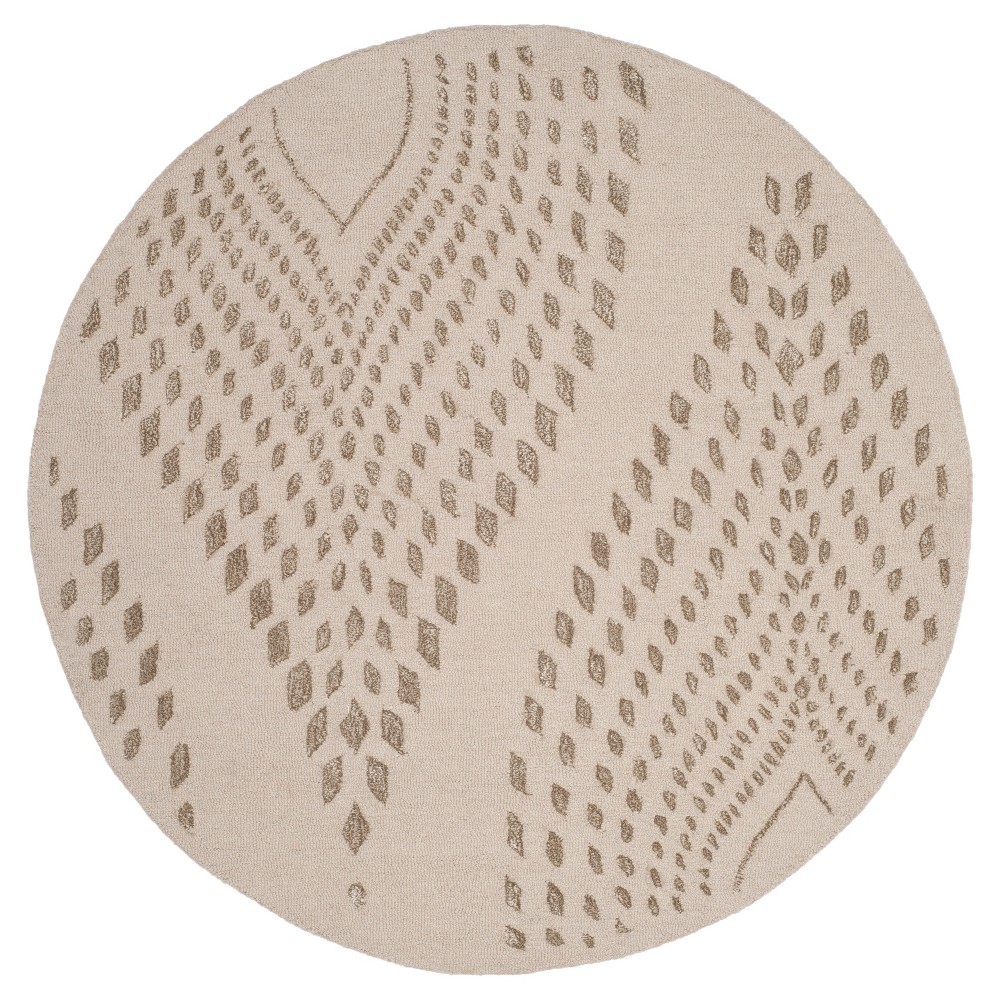 Sand/Brown Abstract Tufted Round Area Rug - (5' Round) - Safavieh