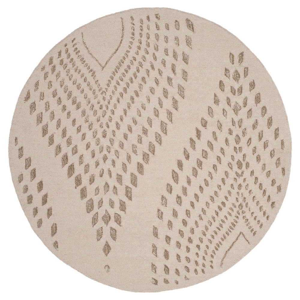 Sand/Brown Abstract Tufted Round Area Rug - (5' Round) - Safavieh