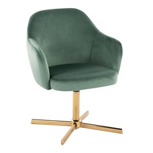 LumiSource Buena Swivel Accent Chair Chrome Gold/Green Velvet - 1 of 4