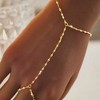Turandoss 18K Gold Hand Chain Bracelet for Women - Dainty Gold Hand Chains, Small Coins Finger Rings Bracelets Adjustable, Christmas Gifts, 6+2In - 4 of 4