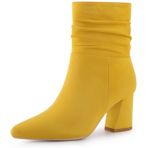 Allegra K Women's Square Toe Side Zip Block Heel Ankle Boots : Target