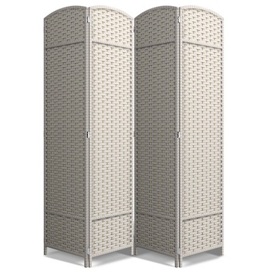 Sorbus 4 Panel Room Divider Panel, 6 ft. Tall Extra Wide Double Hinged Panels - Folding Privacy Screens - Beige