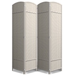 Sorbus 4 Panel Room Divider Panel, 6 ft. Tall Extra Wide Double Hinged Panels - Folding Privacy Screens - Beige - 1 of 4