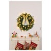 Angel Sar 24in Battery Powered Christmas Wreath with Remote, Pre-lit Artificial Wreath with 50 Warm LEDs & Ornaments, Cordless Door Wall Decor - 3 of 4