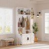 Hall Tree with Bench & Shoe Storage, 3-in-1 Wider Entryway Bench with Coat Rack & Adjustable Shelf, Farmhouse Hall Tree with 4 Corner Metal Protect - 2 of 4