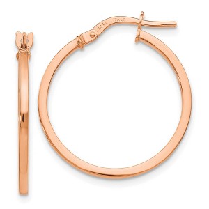 Black Bow Jewelry 14k Rose Gold Square Tube Round Hoop Earrings, 1.5 x 22mm (7/8 Inch) - 1 of 4