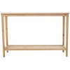 Olivia & May Wood Slim Natural 1 Shelf Console Table with Glass Top and Rattan Shelf Brown - 4 of 4