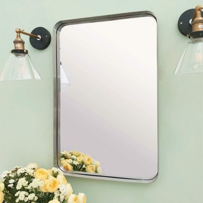 TEHOME Arthers Rectangular Stainless Steel Framed Pivoting Wall Mounted Bathroom Vanity Mirror