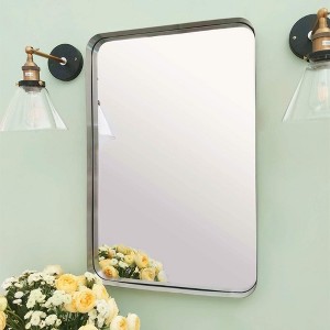 TEHOME Arthers Rectangular Stainless Steel Framed Pivoting Wall Mounted Bathroom Vanity Mirror - 1 of 4