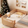 Platform Bed with Headboard and Guard Rails, Low Profile Wood Frame Bed for Kids Room-Baofuwish - 3 of 4