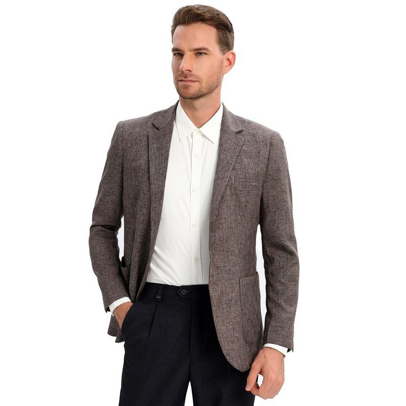 Men's Sport Coats & Blazers Linen Suit Jacket Casual Blazer for Men One Button, 2 of 6