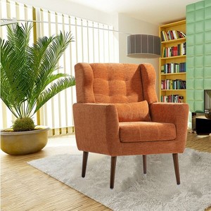 Okak Fine Chenille Accent Chair Living Room Reading Chair with Soft Upholstered and Pillow Armchair Solid Wood Legs for Lounge Bedroom - 1 of 4