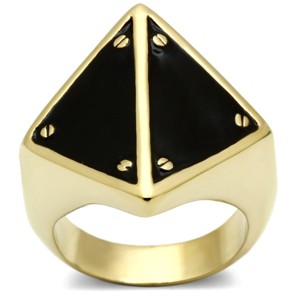 Slickblue Women's Brass Ring with Jet Epoxy - IP Gold Plated, Sleek and Trendy Jewelry, Size 5-10 - 1 of 4