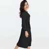Womens Long Sleeve Sweater Dress High Waist Pleated Midi Dress Slim Fit Tie Waist Sweater Knit Jewel Neck Formal Dress Winter Sweater Dress - 3 of 4