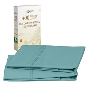 Set of 2 Pillowcases - 400 Thread Count, 100% Cotton Sateen, Soft, Cooling and Breathable by California Design Den - 1 of 4