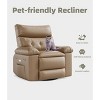 GustoWave Oversized Reclining Chair, Faux PU Leather Manual Recliner Pull Ring 135°, Comfort Lazy Sofa with Side Pockets - 3 of 4