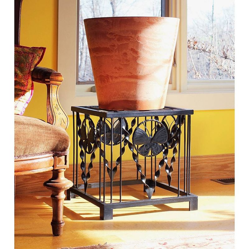16&#34; Iron Modern Indoor Outdoor Julia Butterfly Plant Stand Black Powder Coat Finish - Achla Designs, 3 of 7