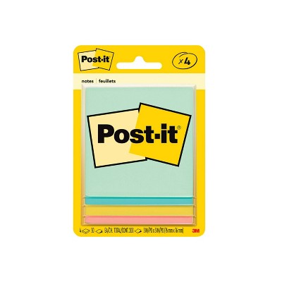Post-it Notes 4pk 3" x 3"  50 Sheet/Pad Beachside Café Collection