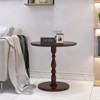 SEVOBAL End Tables Round Wooden Side Table Elegant Connectors Stable Base for Living Room Bedroom , Walnut Brown, 25.98"*29.72"*5.12" - 2 of 4