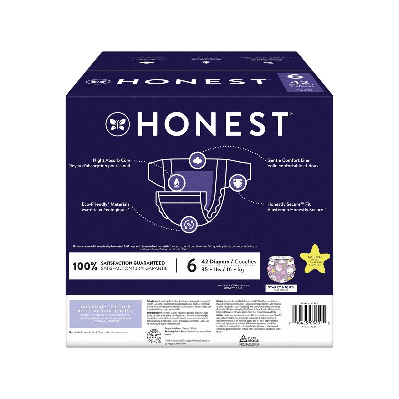 The Honest Company Clean Conscious Disposable Overnight Diapers Cozy Cloud + Star Signs  - (Select Size and Pattern), 2 of 7