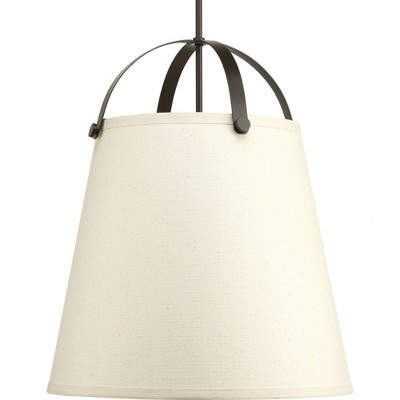 Progress Lighting Galley 3-Light Pendant, Antique Bronze, Off-White Linen Shade