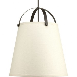 Progress Lighting Galley 3-Light Pendant, Antique Bronze, Off-White Linen Shade - 1 of 1