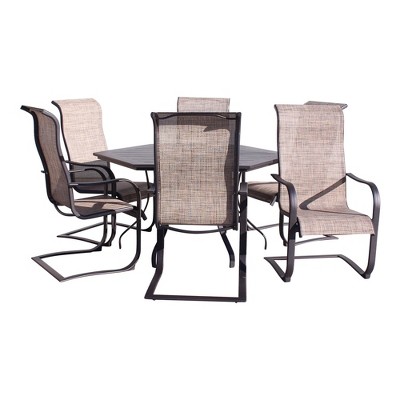 Courtyard Casual Santa Fe 7 pc Spring 60" Hexagon Dining Set  Includes one Hexagon table and 6 Spring Chairs