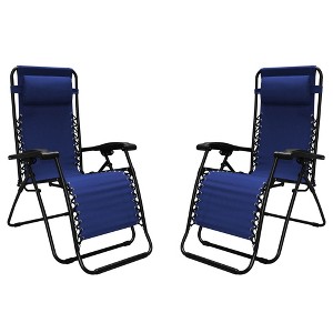 Caravan Canopy Infinity Zero Gravity Steel Frame Patio Deck Chair, Blue (4 Pack) - 1 of 4
