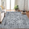 Coolmee Area Rug Washable Soft Distressed Floral Rugs, Non-Slip Low-Pile Vintage Neutral Carpet for Entryway Bedroom Living RoomGray - 2 of 4