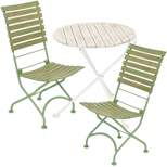 Sunnydaze Indoor/Outdoor Shabby Chic Cafe Chestnut Wood Folding Bistro Table and Chairs - 3pc