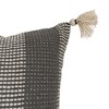 20" x 20" Lorna Hand Woven Gray Indoor/Outdoor Accent Throw Pillow w/ Tassels - 3 of 4