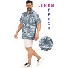 HAPPY BAY Men's Hawaiian Shirts Short Sleeve Button Down Shirt Mens Holiday Shirts Linen Effect Beach Aloha Shirts for Men M Monstera Leaves Navy Blue - 3 of 4