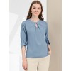 INSPIRE CHIC Women's Work Office Keyhole Pleated Front Ruched 3/4 Sleeve Chiffon Blouse - image 3 of 4